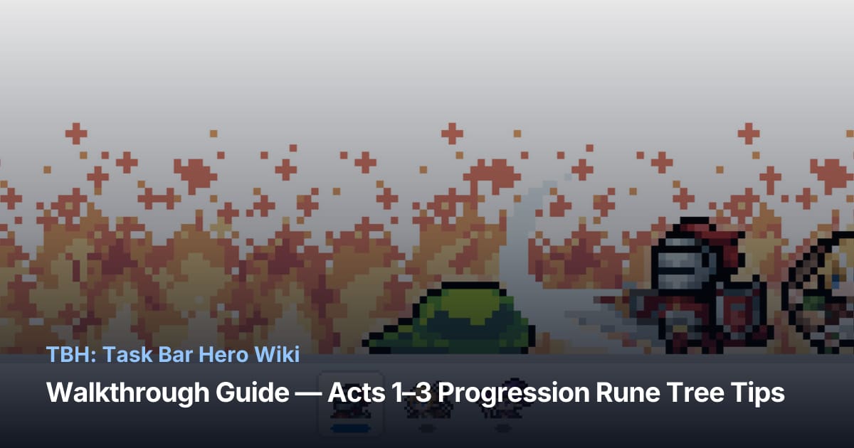 Task Bas Hero Full Rune TBH: Task Bar Hero Walkthrough Guide — Acts 1–3 Progression & Rune Tree ...
